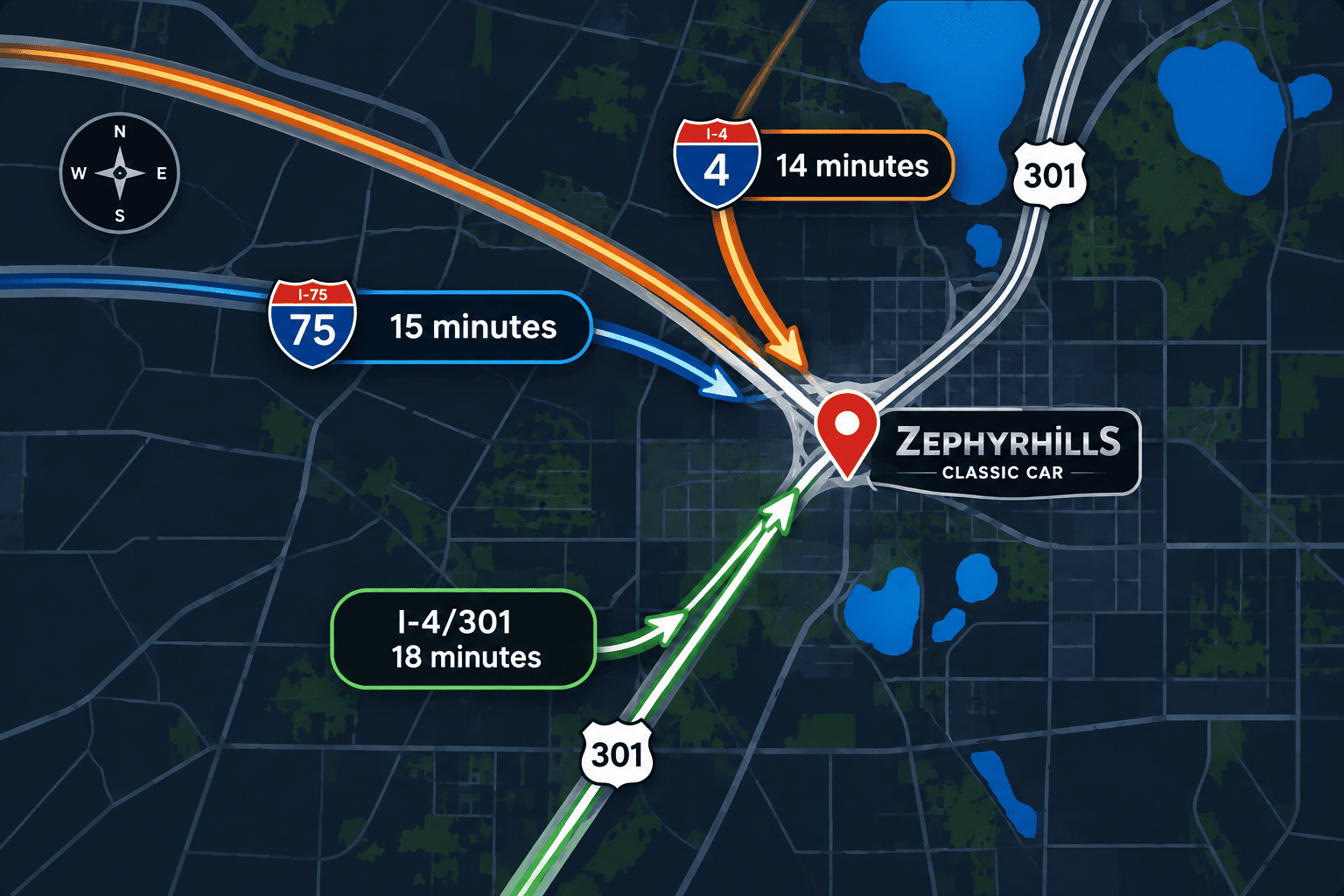 Directions to Zephyrhills Classic Car Auction